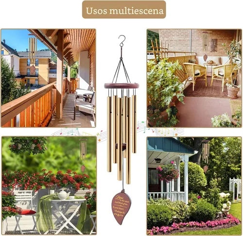 Vista 6 de Soopau Campanillas de viento para exteriores, de madera de 30 pulgadas, campanillas de viento conmemorativas para la pérdida de un ser querido