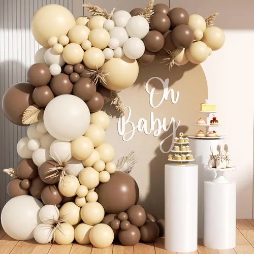 Vista 18 de Kit de 153 globos negros y blancos arena, guirnalda en forma de arco, globos de diferentes tamaños de 18, 12, 10 y 5 pulgadas, confeti negro, crema