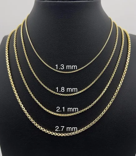 Vista 5 de JEWELHEART Cadena redonda de oro real de 14 quilates de 0.051 in, 0.071 in, 0.083 in, 0.106 in, 0.134 in, cadenas de oro real para hombres, collar
