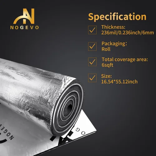 Vista 5 de Alfombrilla Insonorizante para Automóvil de 236mil 6 pies cuadrados - Espuma de Celda Cerrada y Fibra de Vidrio Amortiguador de Sonido Automático
