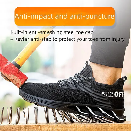 Vista 4 de Steel Toe Shoes for Men Women Indestructible Work Shoes Lightweight Puncture Proof Comfortable Water Resistant Safety Sneakers Slip-Resistant