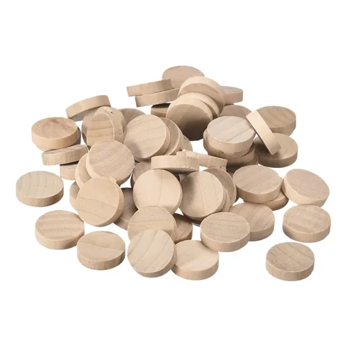 Vista 6 de uxcell 60 tapones de madera de cabeza plana, tapón de tornillo de botón de madera de 3/8 pulgadas, tapones de madera para agujeros de tornillo