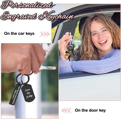Vista 5 de Llavero personalizado con imagen, llaveros grabados personalizados con texto fotográfico, regalos personalizados para hombres, mujeres amantes