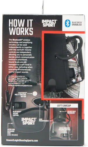 Vista 12 de Howard Leight Impact Sport - Orejera Bluetooth para disparar, color negro, atenuación de ruido de 21 dB, unisex para jóvenes y adultos