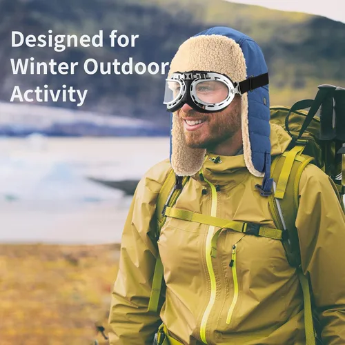Vista 7 de JaGely 2 juegos de sombrero de piloto y gafas, sombrero de trampero, sombrero de invierno, sombrero con orejeras para hombres y adultos