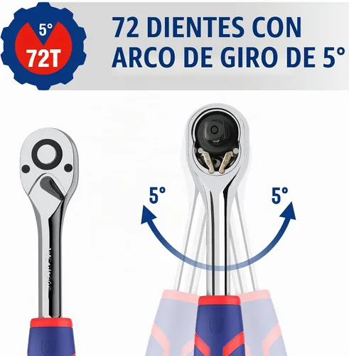 Vista 5 de WORKPRO Llave de trinquete de 1/2", reversible de 72 dientes