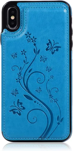 Vista 7 de Funda de teléfono para iPhone Xs Max de 6.5 pulgadas 2018 con protector de pantalla de vidrio templado, tarjetero con tapa para tarjetero, funda