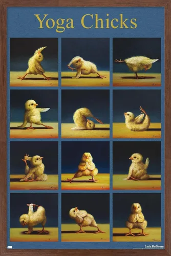 Vista 10 de Trends International Lucia Heffernan Art - Póster de pared de pollitos de yoga, 22.4 pulgadas de largo x 14.7 pulgadas, versión enmarcada en madera