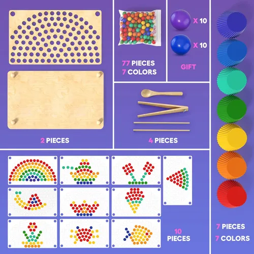 Vista 4 de Juguetes Montessori de aprendizaje de madera para niños pequeños