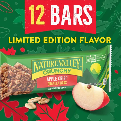 Vista 3 de Nature Valley Barras de granola crujientes, Apple Crisp, caja de edición limitada, 12 barras, 8.94 oz (6 bolsas)