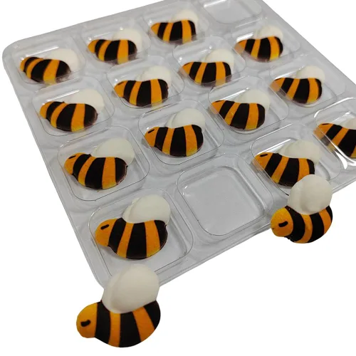 Vista 4 de Decoraciones Comestibles de Caramelo 3D de Abeja para Pasteles, Chispas de Azúcar de Postre para Decoración de Pasteles, Galletas, DIY, Topper