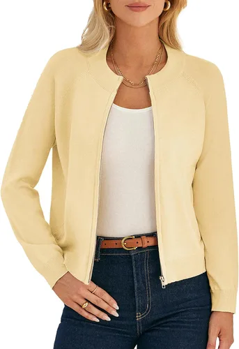 Vista 22 de GRACE KARIN Cárdigan de manga larga con cremallera para mujer, suéter ligero, ropa de moda de punto Negro