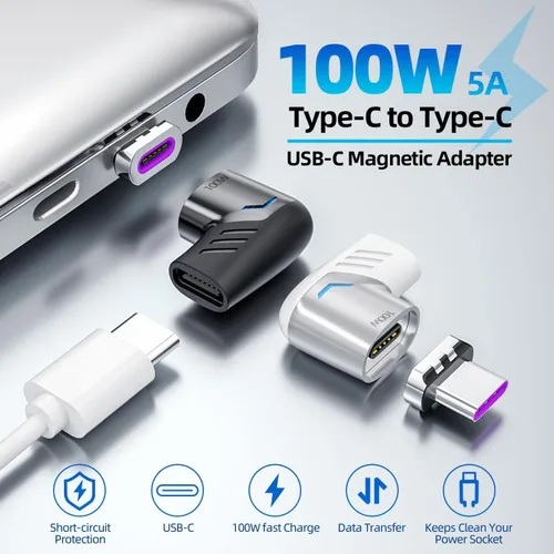 Vista 3 de BoxWave Adaptador compatible con GameSir X2 (versión Bluetooth), adaptador de ángulo MagnetoSnap PD, conector de carga magnético, protector