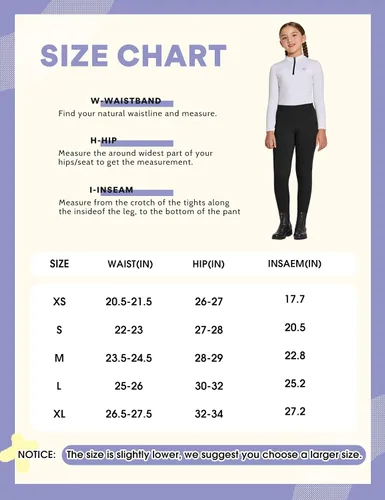Vista 7 de FitsT4 - Pantalones de equitación con forro polar de invierno para niñas, de silicona, con bolsillos