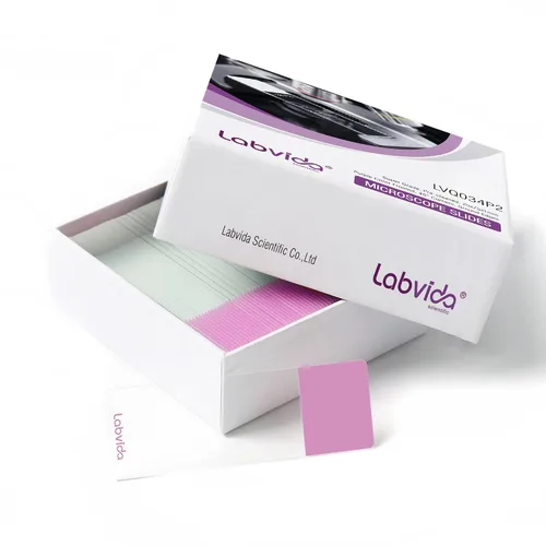 Vista 12 de 72 piezas de portaobjetos de microscopio con carga positiva, portaobjetos adhesivos hechos de vidrio super blanco, bordes finamente pulidos, área