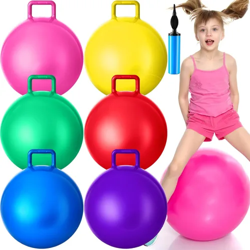 Vista 8 de Lewtemi 6 Pcs Hopper Ball with Handle, 32 Inch, Blue Color Color azul