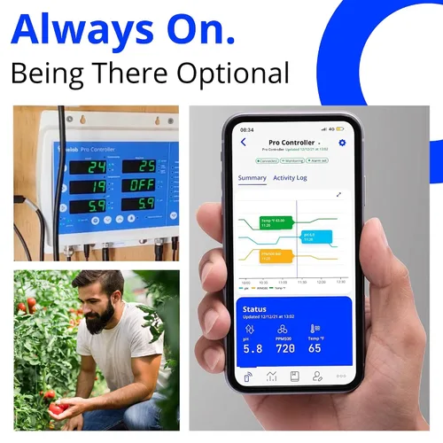 Vista 5 de Bluelab Pro Controller Wi-Fi Monitor digital totalmente automatizado 24/7 para dosificación hidropónica de múltiples nutrientes y pH con sonda