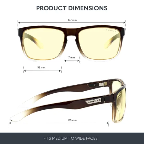 Vista 2 de GUNNAR Gaming Glasses - Intercept Latte/Fade Amber Lens - Blue Light Blocking Relieve Dry Eye