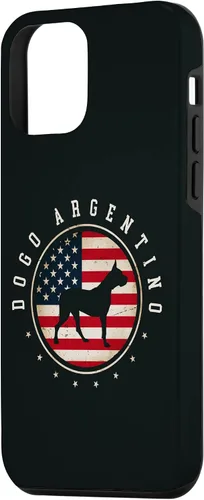 Vista 2 de Funda para iPhone 12 mini Dogo Argentino USA Flag 4 julio para perro mamá papá