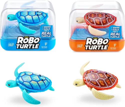 Vista 8 de Robo Alive Robo Tortuga Robótica de Natación (Verde + Rosa) de ZURU Activada por Agua, Viene con Baterías, Exclusivo (Paquete de 2)
