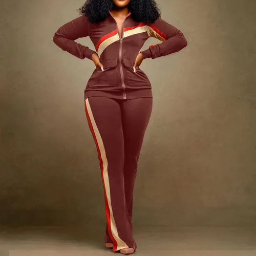 Vista 2 de DUOWEI Conjunto de ropa de esquí para mujer, ropa deportiva de moda, pantalones de dos piezas, conjunto de bolsillo, trajes de chándal para mujer