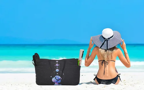 Vista 6 de HEALTHY DREAM Elegante bolso de mano para mujer Bolso grande con asas de correa para el hombro yoga, playa, deportes, naturaleza y compras
