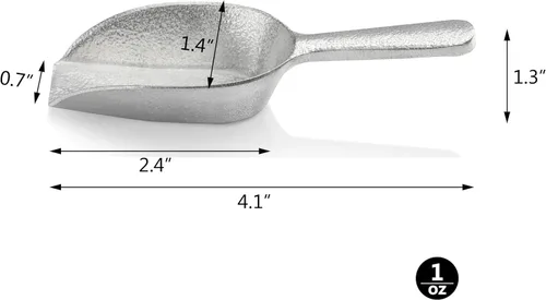 Vista 3 de New Star Foodservice 34622 Cuchara de utilidad de fondo plano de aluminio fundido, 1 oz, tamaño extra pequeño, plateado (solo lavado a mano)