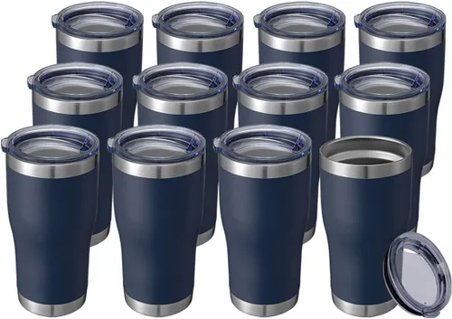 Vista 15 de HASLE OUTFITTERS Vaso de 20 onzas a granel, vasos de acero inoxidable con tapa, vaso aislado al vacío, taza de doble pared con recubrimiento