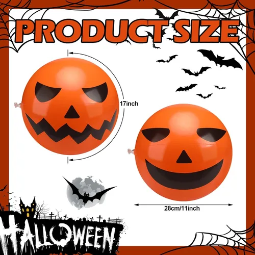 Vista 3 de Wettarn Halloween Inflatable Pumpkin Beach Balls Jack O Lantern Game Bulk