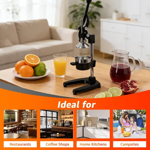 Vista 7 de Exprimidor manual de frutas para el hogar Exprimidor de hierro fundido de acero inoxidable 304, apto para lavavajillas. Extractor de jugo fresco