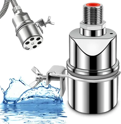 Vista 2 de Automatic Water Level Control Valve 1/2 Inch Stainless Steel Float Ball for Tank Swimming Pool Straight with Clip