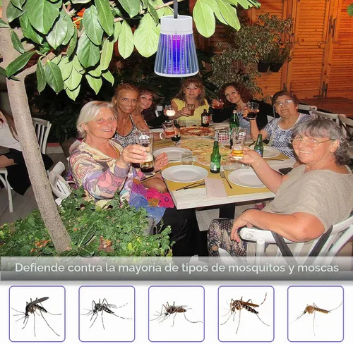 Vista 2 de Exterminador de mosquitos, recargable con rejilla de seguridad para el hogar y campamento, diseño inalámbrico de carga USB, mata insectos con luz