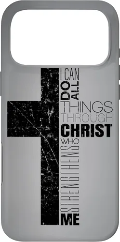 Vista 21 de iPhone XS Max Negro Cristiano Cruz Religiosa Biblia Verso Filipenses 4 13 Caso