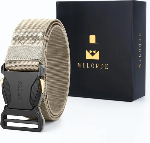 Vista 6 de MILORDE Men Tactical Belt,Stretch Nylon Web,Hiking Rigger Military Work-Quick Release