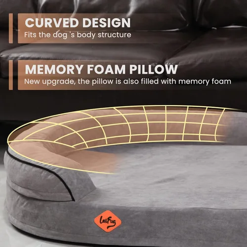 Vista 6 de Laifug Cama ovalada de espuma viscoelástica para perros (54 x 36 x 12 pulgadas, gris oscuro), cama ortopédica para perros con forro impermeable
