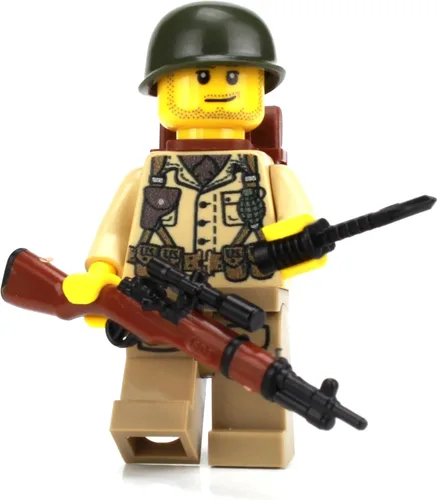 Vista 2 de Battle Brick Minifigura personalizada del soldado del ejército de los Estados Unidos de la Segunda Guerra Mundial de la Segunda Guerra Mundial 1.6