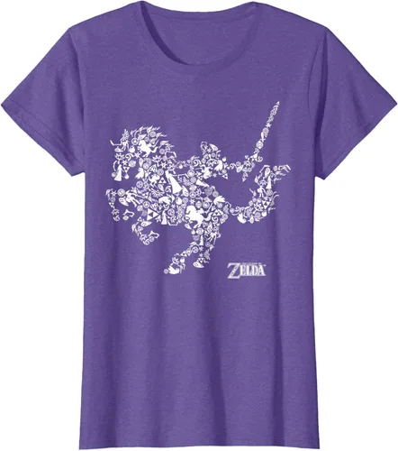 Vista 18 de The Legend of Zelda Camiseta con diseño de símbolos de caballo Azul Marino