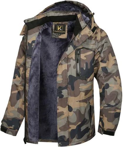 Vista 12 de Keevoom Chaquetas de invierno para hombre, abrigos de nieve para esquí, impermeables, con capucha, impermeables, para snowboard, rompevientos