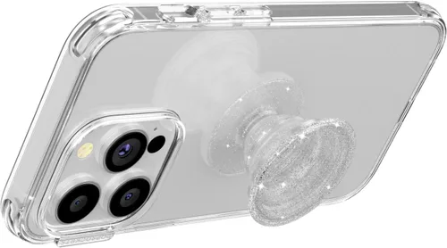 Vista 3 de PopSockets Agarre adhesivo para teléfono, soporte, soporte para teléfono, Kindle - plateado brillante transparente (paquete de 3)