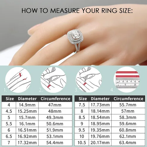 Vista 5 de MOYKULN Moissanite Engagement Rings for Women, 3ct Halo Cushion Cut Wedding Rings D Color VVS1 18k White Gold Plated 925 Sterling Silver Lab Created