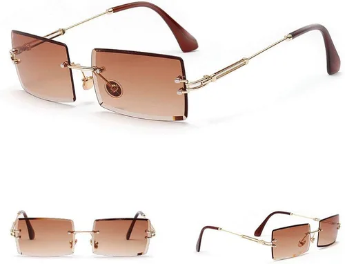 Vista 3 de MINCL - Gafas de sol rectangulares pequeñas para mujer, ultraligeras, color caramelo, sin marco