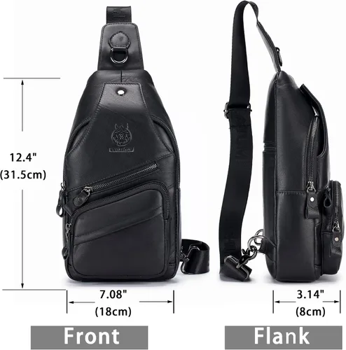 Vista 196 de LUKZIJAES Bolso bandolera de cuero genuino para hombre