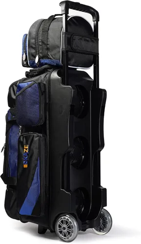 Vista 5 de Rodillo de Bolos para 3 Bolas + 1 Bolsa Adicional para 1 Bola de Color a Juego Azul-negro
