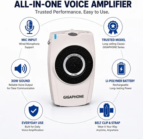Vista 2 de Amplificador de voz portátil G100S 30W - Altavoz PA con cable con micrófonos de mano y auriculares