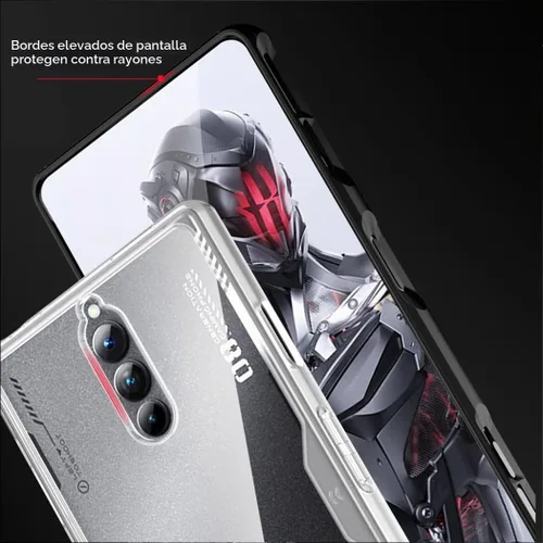 Vista 4 de QUIETIP Funda para Red Magic 8 Pro / 8S Pro con protector de pantalla, parte trasera dura transparente de policarbonato a prueba de golpes, borde