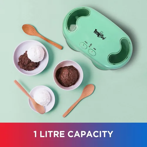 Vista 3 de Koolatron Total Chef - Máquina de helados de doble golosina, capacidad de 1 litro, 2 sabores a la vez, haz helado casero, gelato, sorbete de fruta