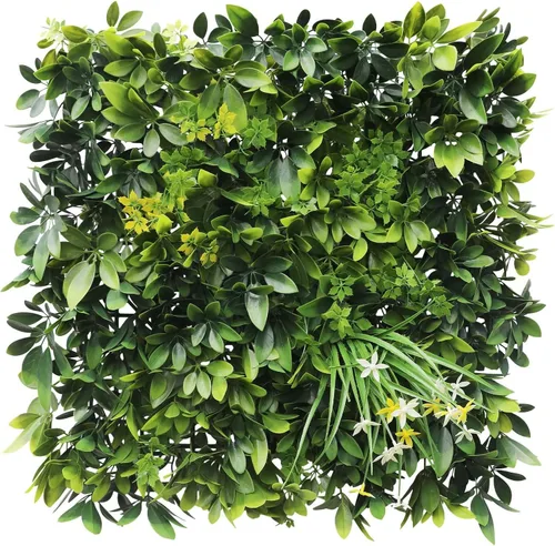 Vista 20 de E&K Panel de valla de plantas artificiales de 20 x 20 pulgadas, hojas sintéticas, césped, panel de privacidad para interiores y exteriores