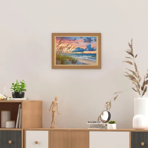 Vista 7 de Rompecabezas para adultos de 300 piezas, rompecabezas de playa, puesta de sol, formación de madera, arte de pared, imágenes para sala de estar
