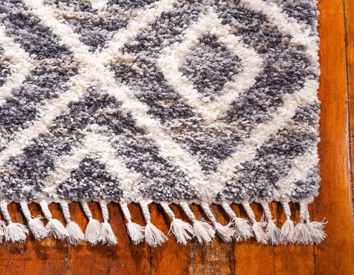 Vista 6 de Unique Loom Hygge Shag Collection - Alfombra de área de diamante (4 pies 1 pulgada x 6 pies 1 pulgada, rectangular, gris/beige)