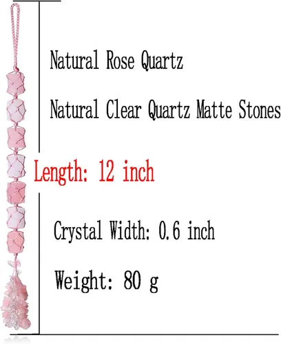 Vista 5 de DUQGUHO Cristales curativos de cuarzo rosa hecho a mano adorno para colgar en la pared, piedras naturales de Reiki mate, decoración